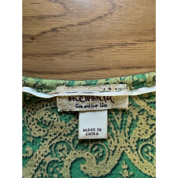 One World Live and Let Live Tunic Top Size 1X Paisley Rhinestones‎ Artsy Chic - Picture 3 of 11